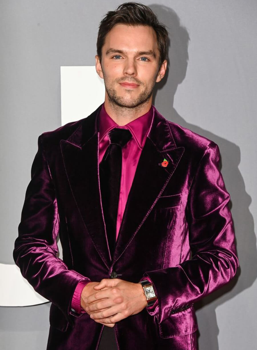 Harpoon Nicholas Hoult Purple Velvet Blazer Inspired Purple Leather Jacket