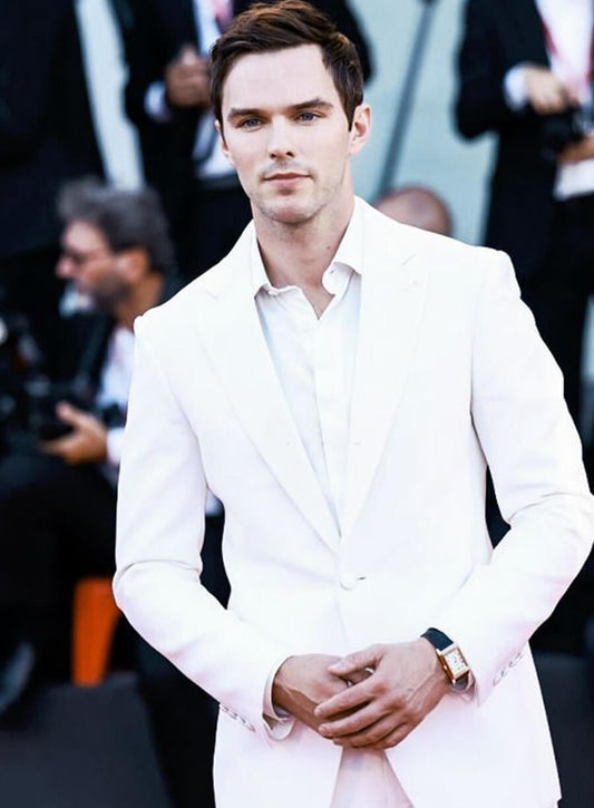 Harpoon Nicholas Hoult Blazer Inspired White Leather Jacket