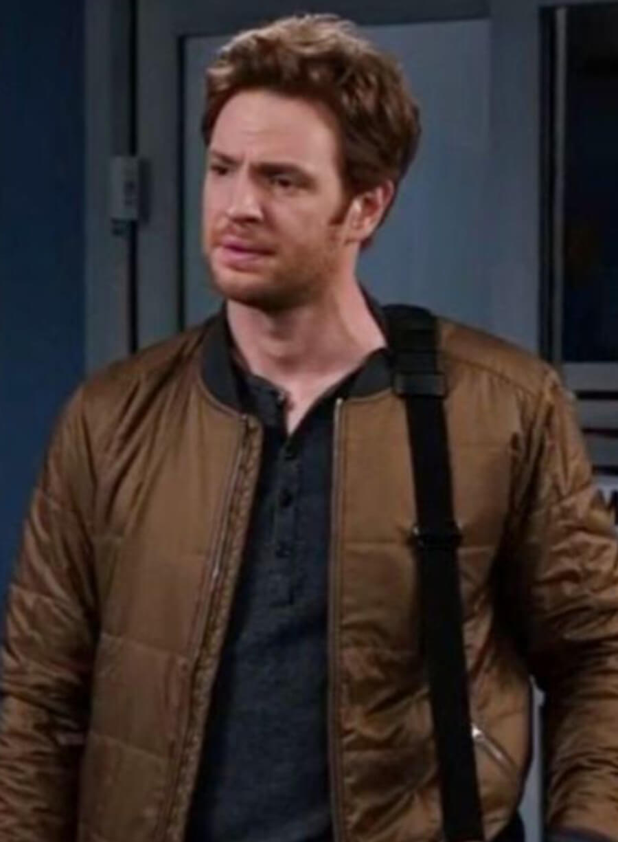 Harpoon Dr. Will Halstead Inspired Brown Fabric Bomber Jacket - Chicago Med Style