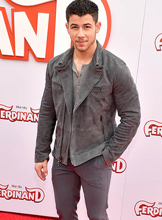 Harpoon Nick Jonas Inspired Gray Leather Jacket