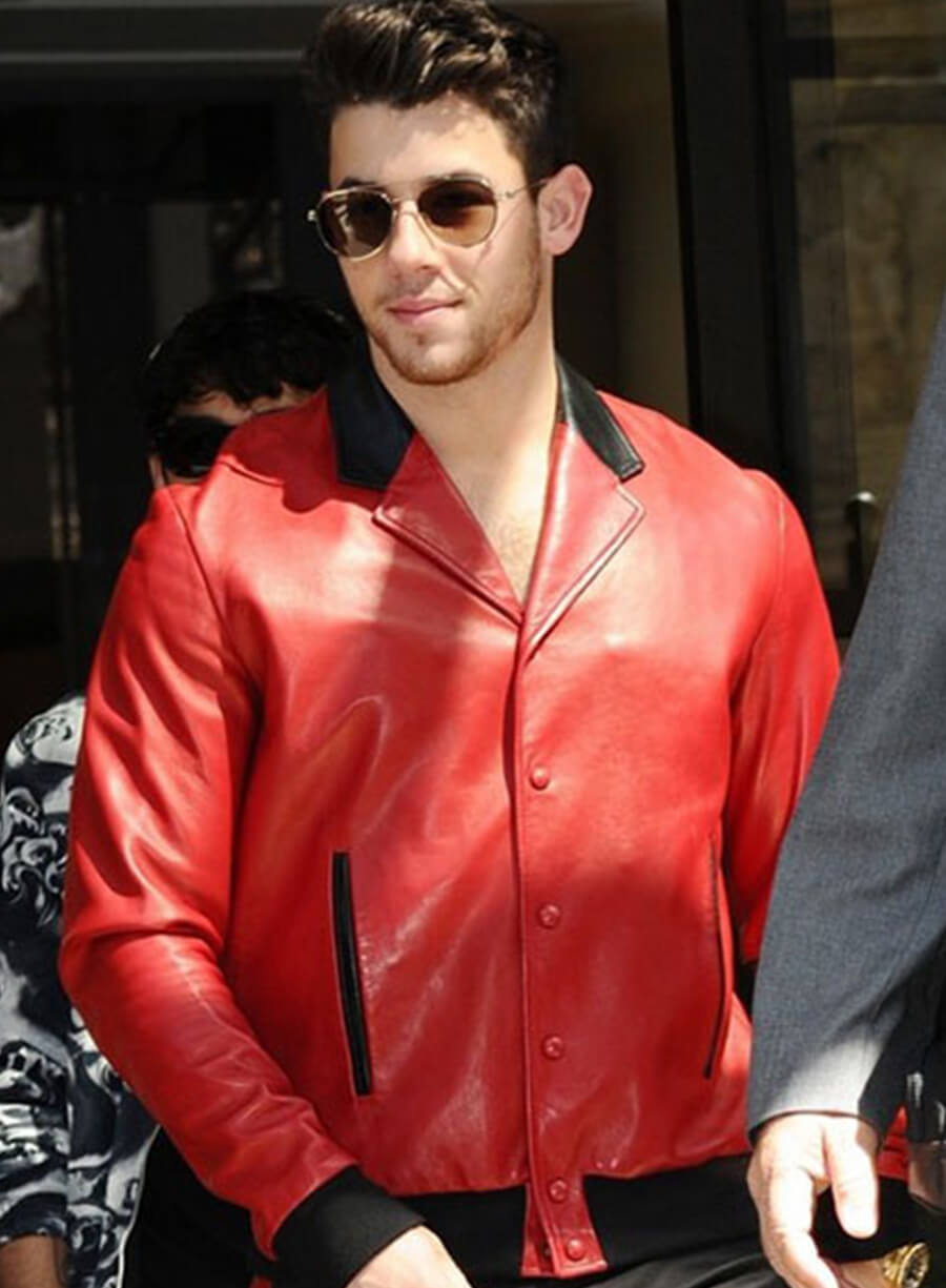 Harpoon Nick Jonas Inspired Red Leather Jacket