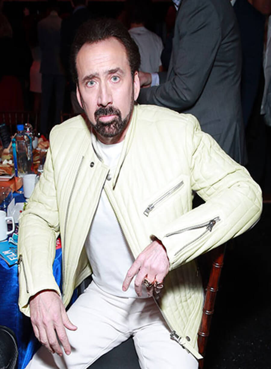 Harpoon Nicolas Cage Inspired White Leather Jacket