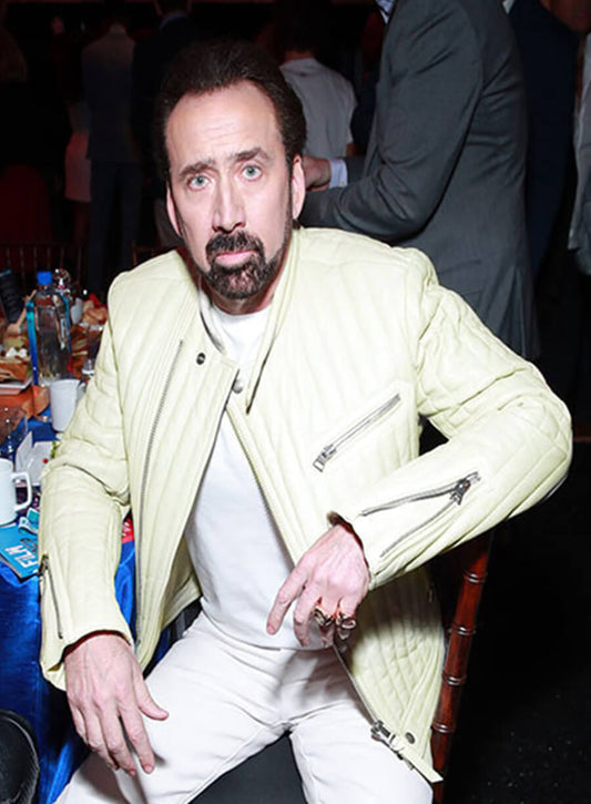Harpoon Nicolas Cage Inspired White Leather Jacket