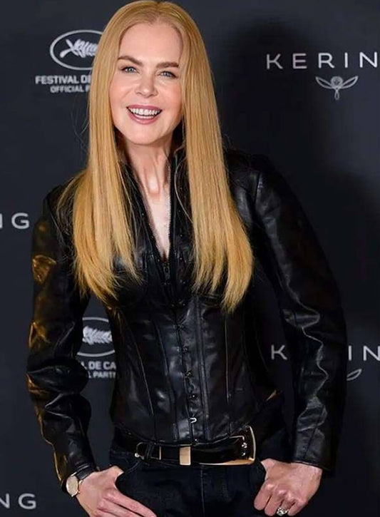 Harpoon Nicole Kidman Inspired Black Leather Jacket