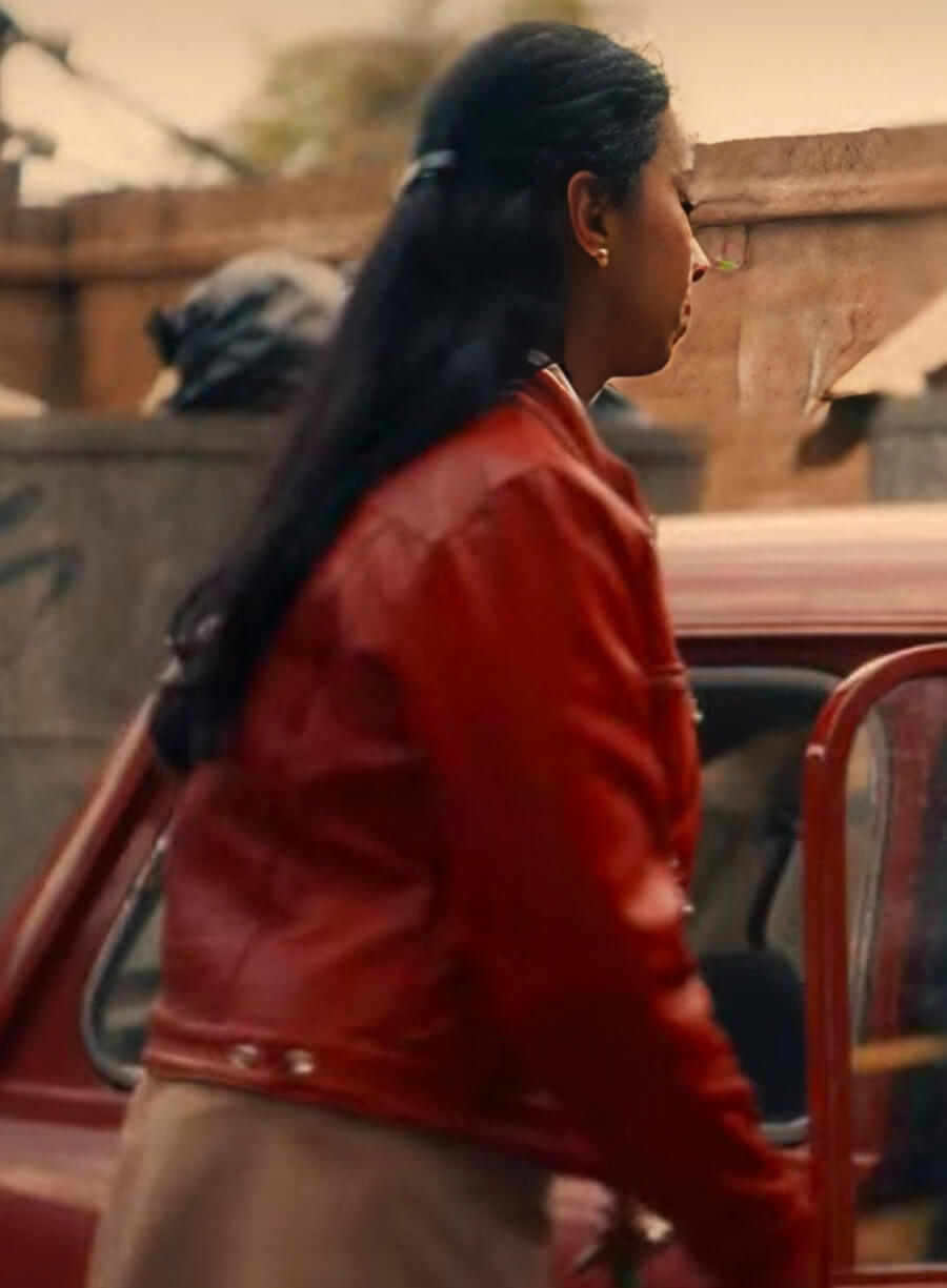 Harpoon Nida Huq Mirror Inspired Red Real Leather Leather Jacket - Anjana Vasan Style