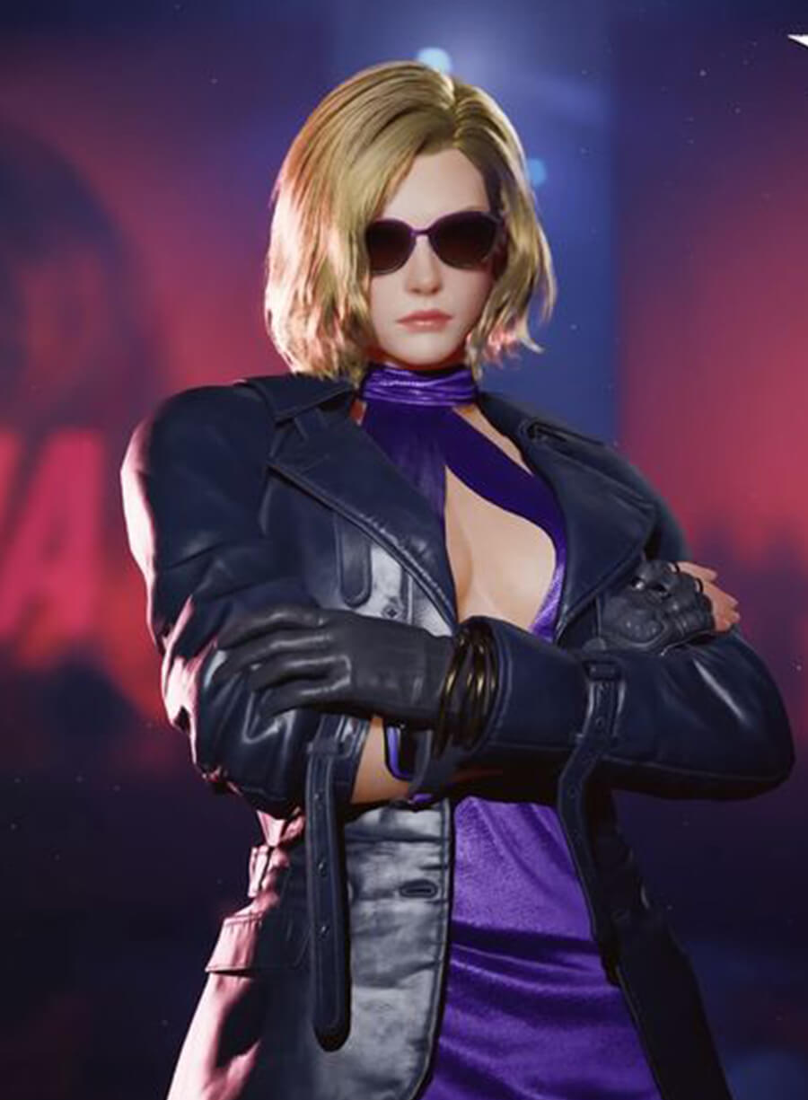 Harpoon Nina Williams Inspired Black Leather Jacket - Tekken 8 Style
