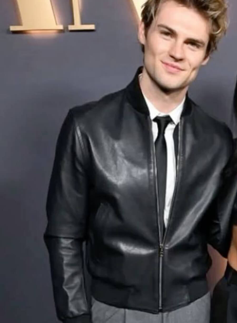 Harpoon Cole Walter Inspired Black Real Leather Bomber Jacket - My Life with the Walter Boys Premiere Style