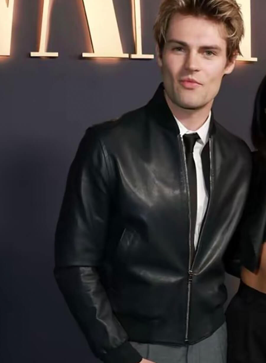 Harpoon Cole Walter Inspired Black Real Leather Bomber Jacket - My Life with the Walter Boys Premiere Style