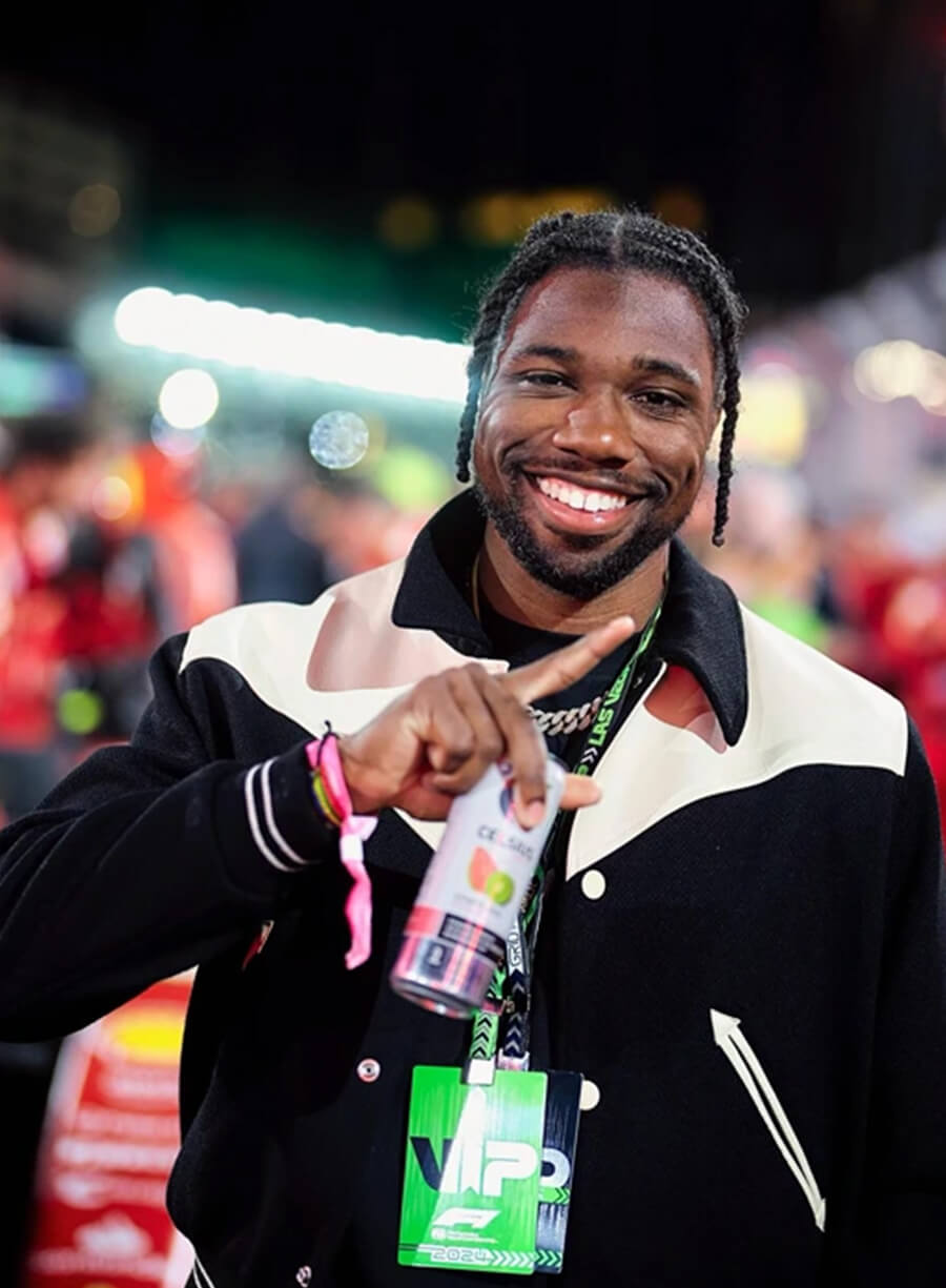 Harpoon Noah Lyles Inspired Black & White Varsity Jacket - Las Vegas Grand Prix 2024 Style