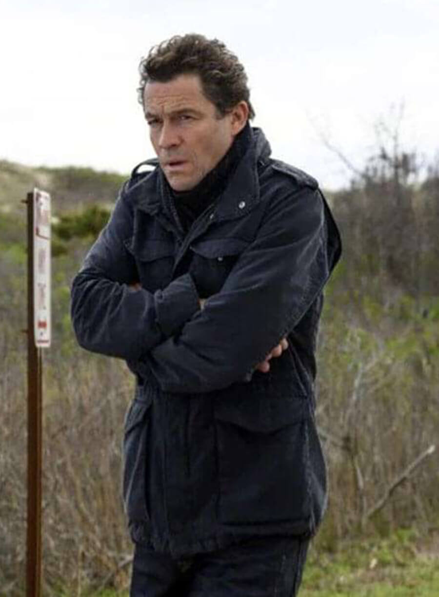 Harpoon Dominic West Inspired Blue Fabric Leather Jacket - The Affair Style