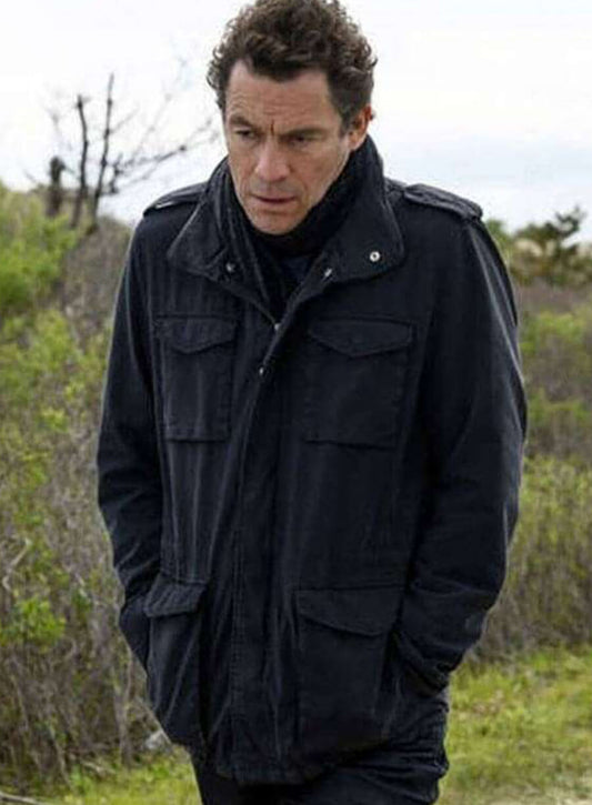 Harpoon Dominic West Inspired Blue Fabric Leather Jacket - The Affair Style