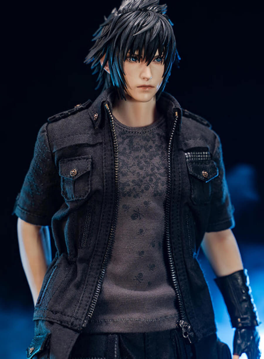 Harpoon Noctis Lucis Caelum Inspired Black Leather Jacket - Final Fantasy XV Style