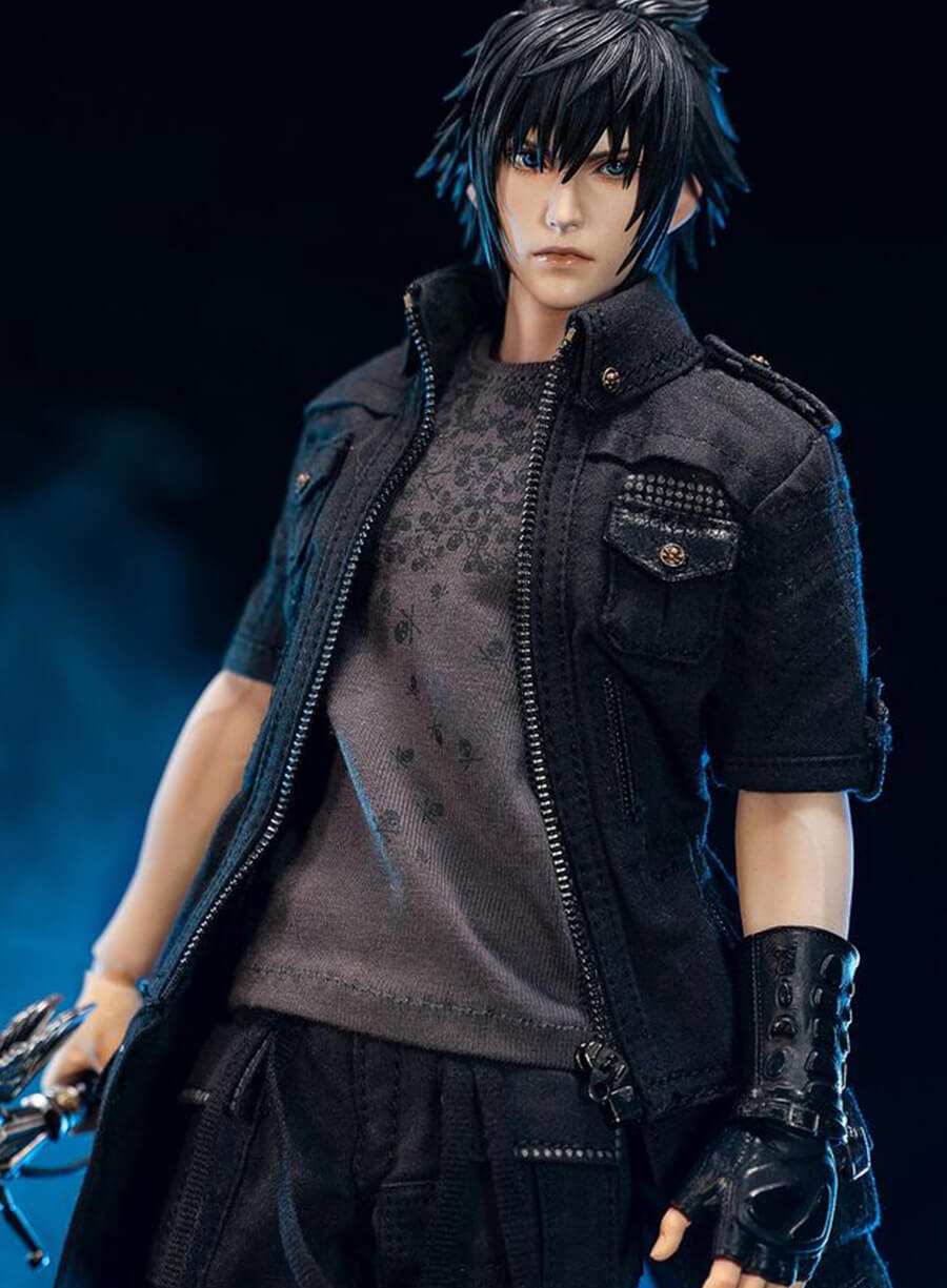 Harpoon Noctis Lucis Caelum Inspired Black Leather Jacket - Final Fantasy XV Style