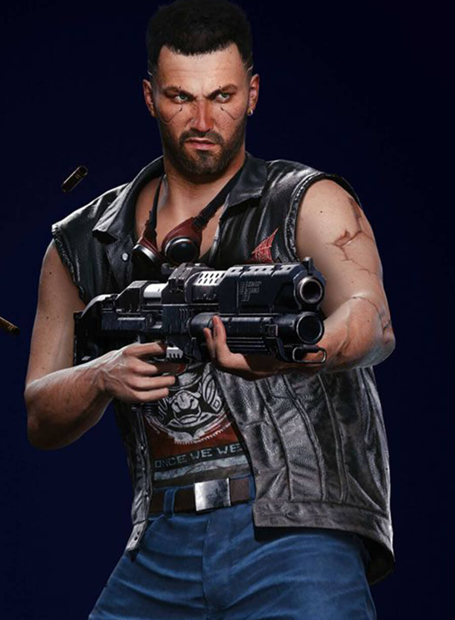 Harpoon Nomad Inspired Black Leather Jacket - Cyberpunk 2077 V Style