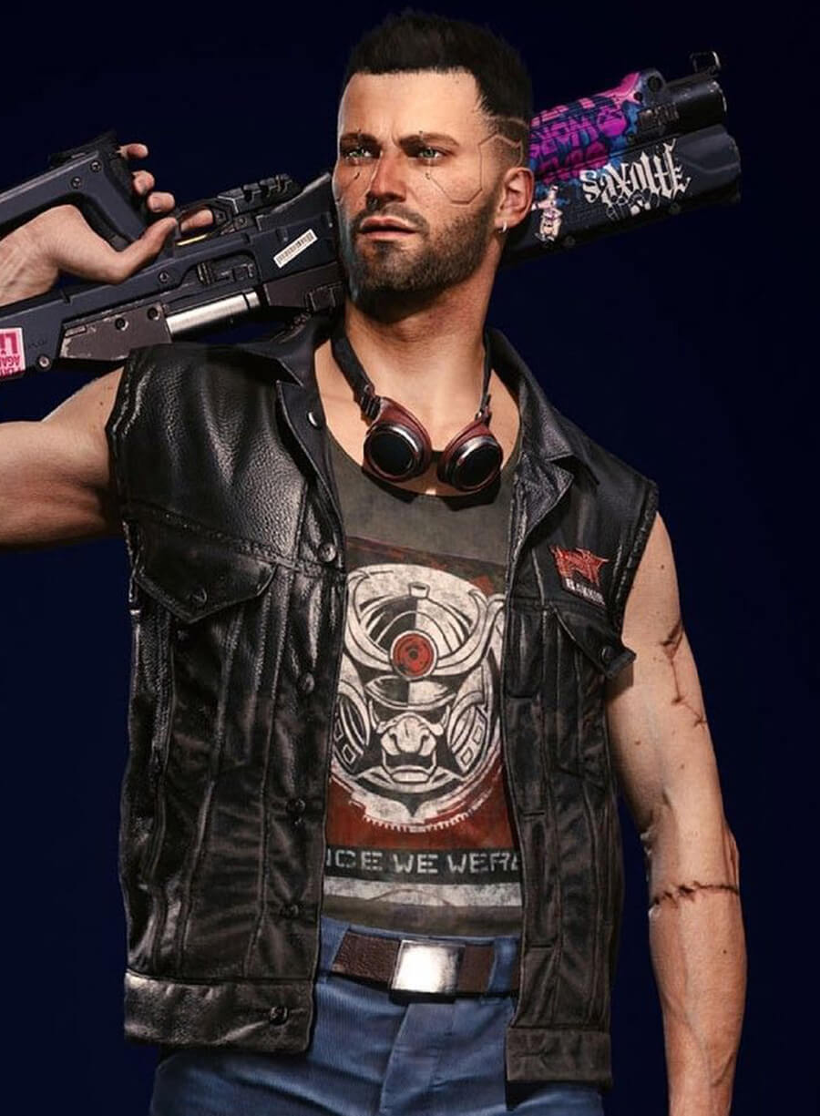 Harpoon Nomad Inspired Black Leather Jacket - Cyberpunk 2077 V Style