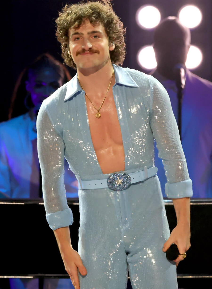Harpoon Benson Boone Grammys Jumpsuit Inspired Blue Leather Jacket