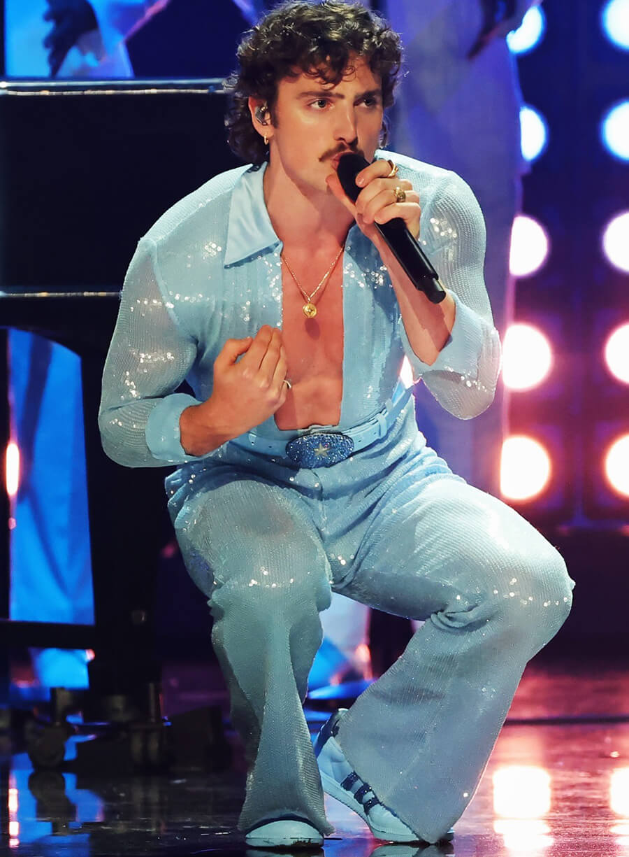 Harpoon Benson Boone Grammys Jumpsuit Inspired Blue Leather Jacket