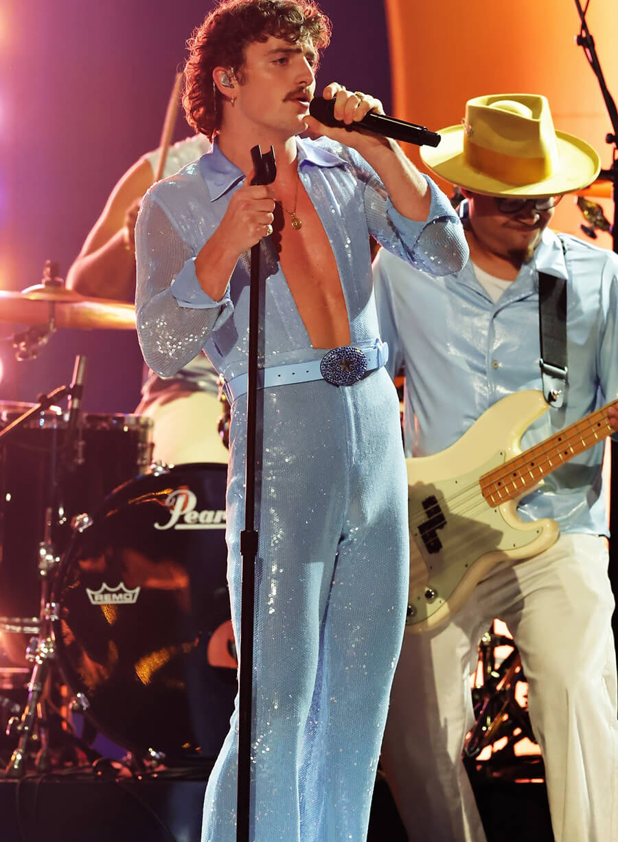 Harpoon Benson Boone Grammys Jumpsuit Inspired Blue Leather Jacket