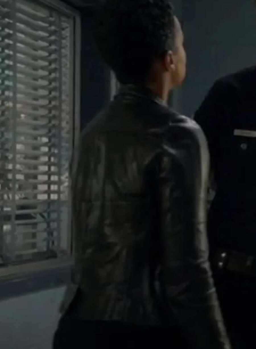 Harpoon Nyla Harper Inspired Black Leather Jacket - The Rookie S06 Style