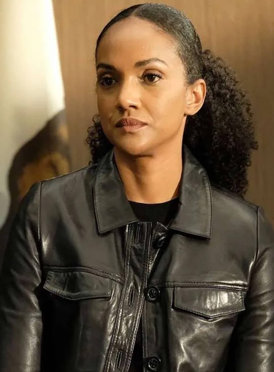 Harpoon Nyla Harper Inspired Black Leather Jacket - The Rookie S06 Style