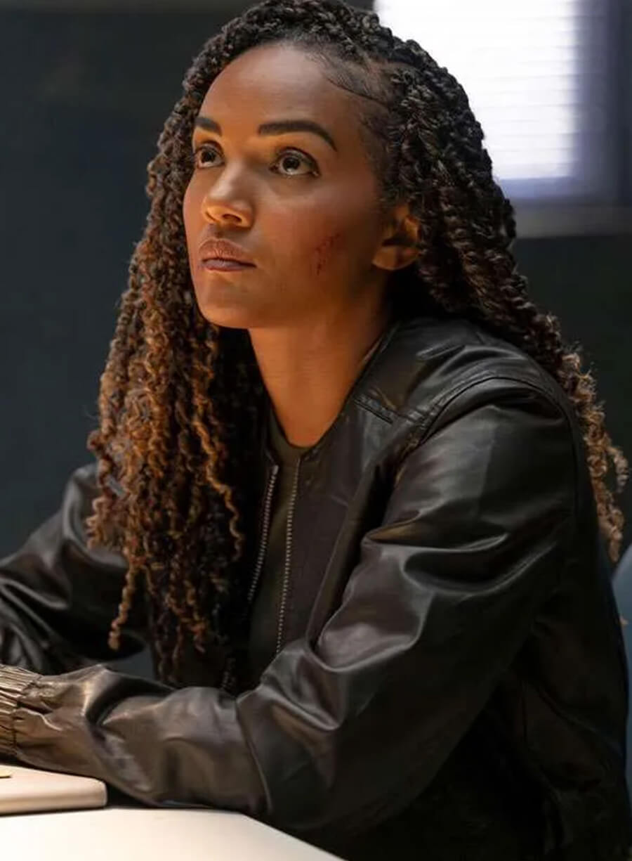 Harpoon Nyla Harper Inspired Black Leather Jacket - The Rookie S07 Style