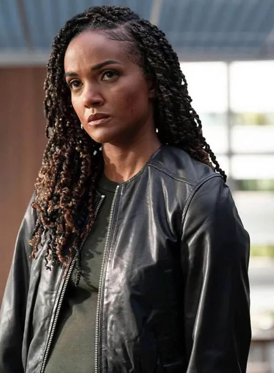 Harpoon Nyla Harper Inspired Black Leather Jacket - The Rookie S07 Style