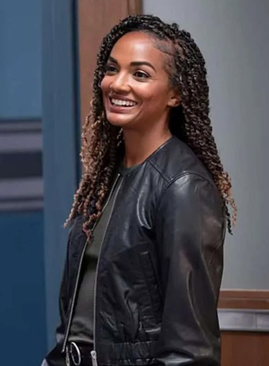 Harpoon Nyla Harper Inspired Black Leather Jacket - The Rookie S07 Style