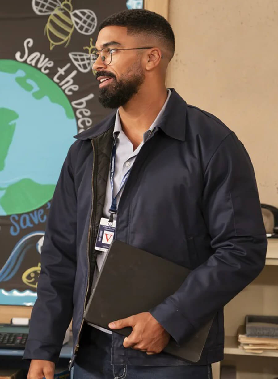Harpoon O Shon Inspired Blue Leather Jacket - Abbott Elementary Style