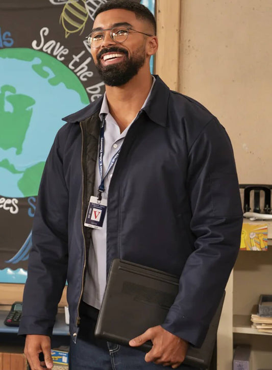 Harpoon O Shon Inspired Blue Leather Jacket - Abbott Elementary Style
