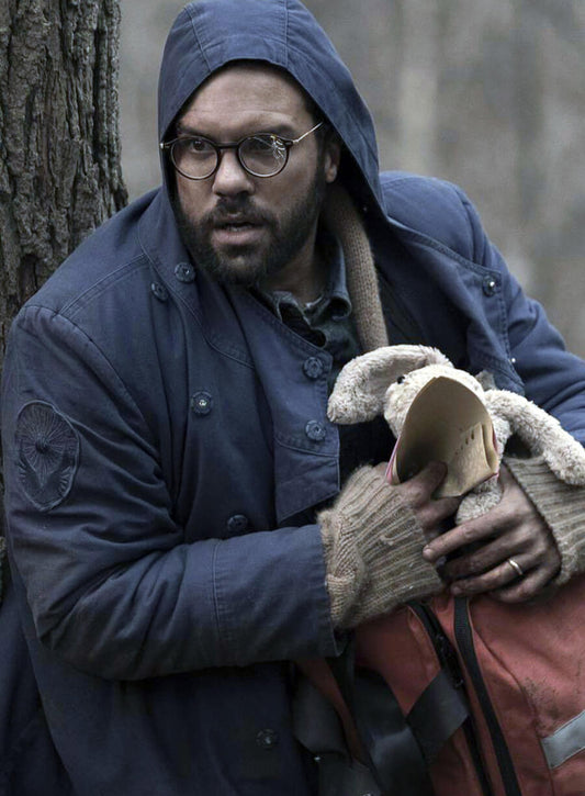 Harpoon Luke Inspired Blue Cotton Fabric Hooded Jacket - The Handmaid's Tale Style