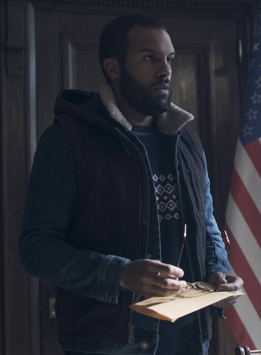 Harpoon Luke Bankole Inspired Black Cotton Fabric Hooded Jacket - The Handmaid's Tale Style