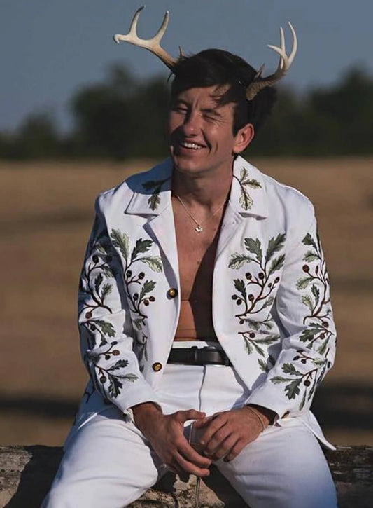 Harpoon Oliver Quick Inspired White Leather Jacket - Saltburn 2023 Style