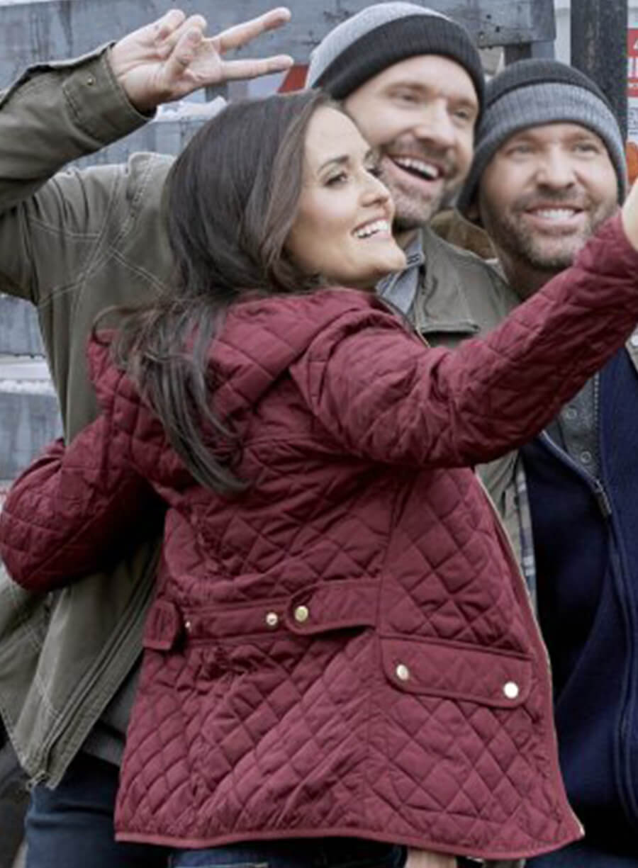Harpoon Olivia Ardem Inspired Red Satin Fabric Hooded Jacket - You, Me & The Christmas Trees Style