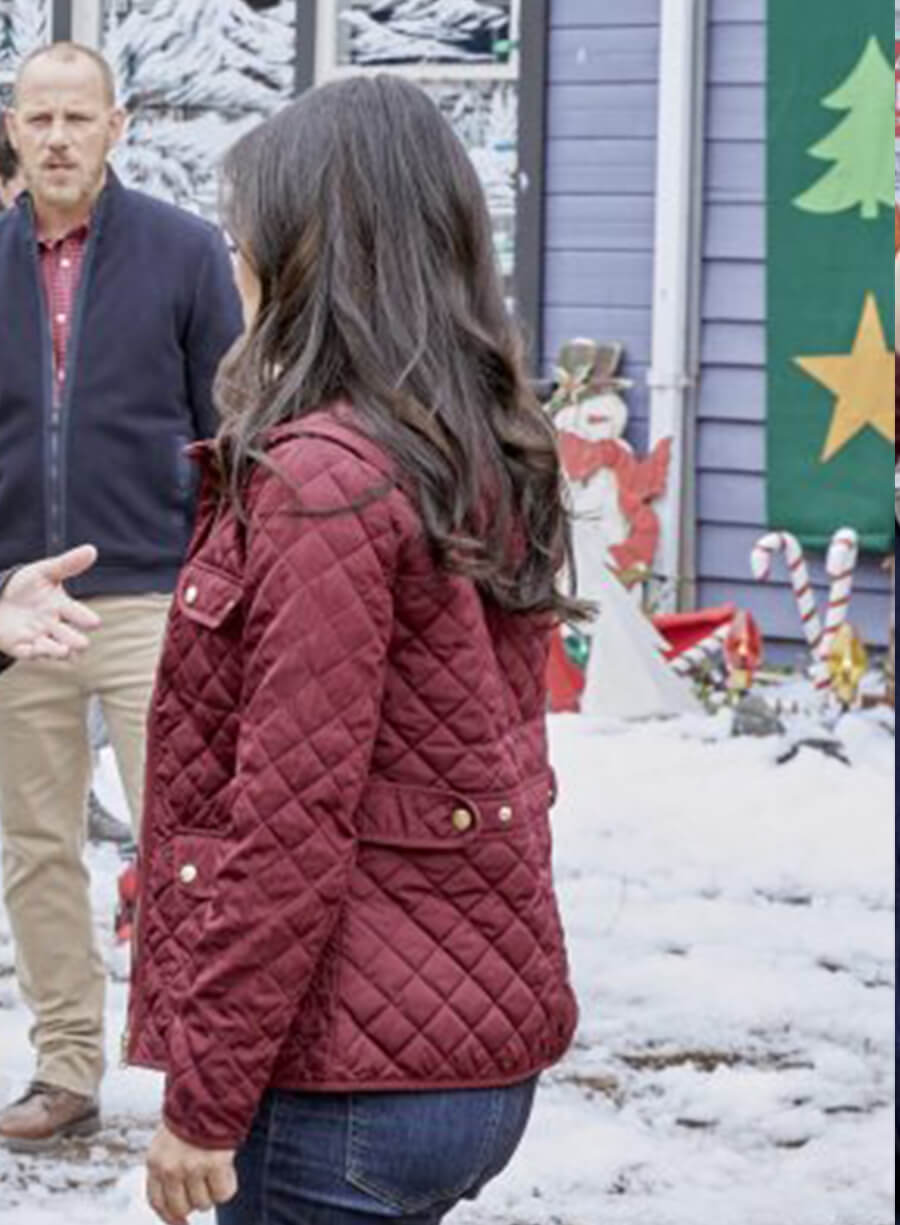 Harpoon Olivia Ardem Inspired Red Satin Fabric Hooded Jacket - You, Me & The Christmas Trees Style