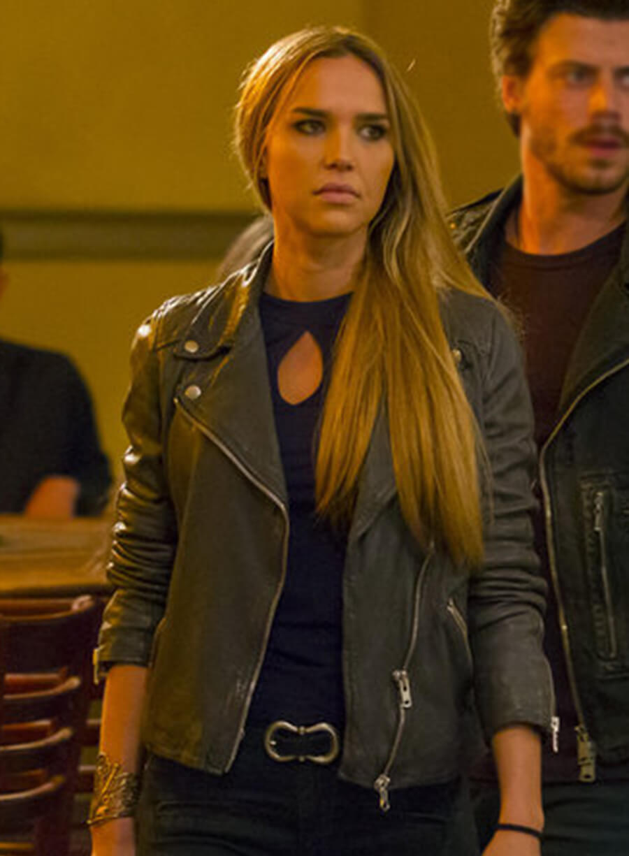 Harpoon Olivia Charity Inspired Grey Real Leather Biker Jacket - Midnight Texas Style