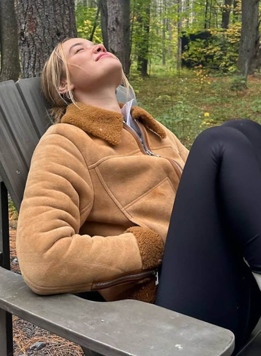 Harpoon Olivia Ponton Suede Inspired Brown Leather Jacket