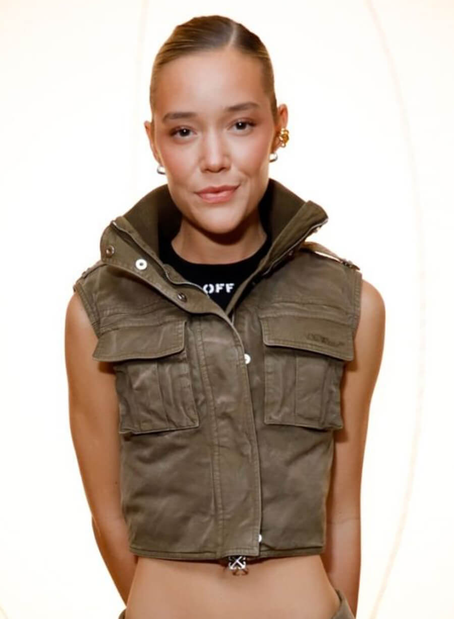 Harpoon Olivia Ponton Off- Show Vest Inspired Brown Leather Jacket