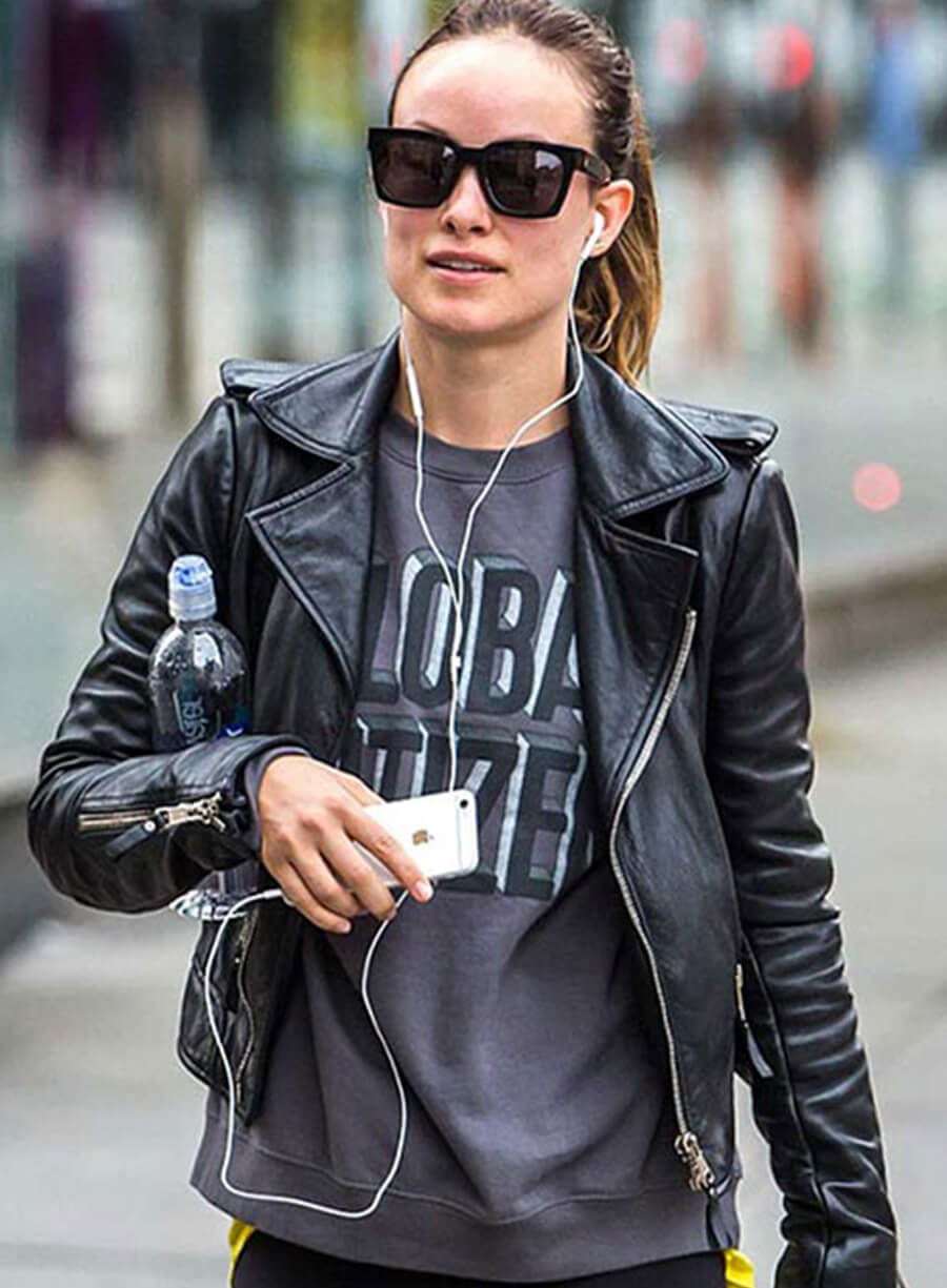 Harpoon Olivia Wilde Inspired Black Leather Jacket