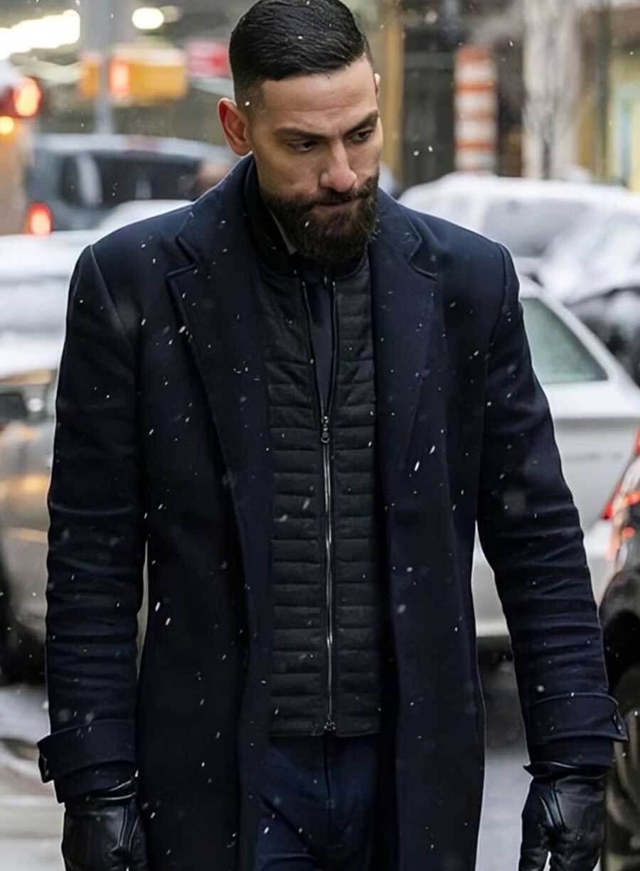 Harpoon Omar Adom Inspired Blue Wool Fabric Coat - FBI S07 Tv Series Style