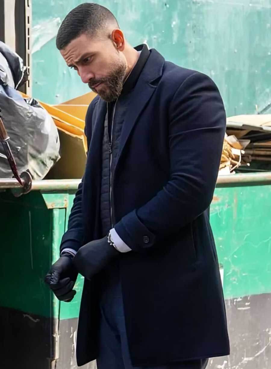 Harpoon Omar Adom Inspired Blue Wool Fabric Coat - FBI S07 Tv Series Style