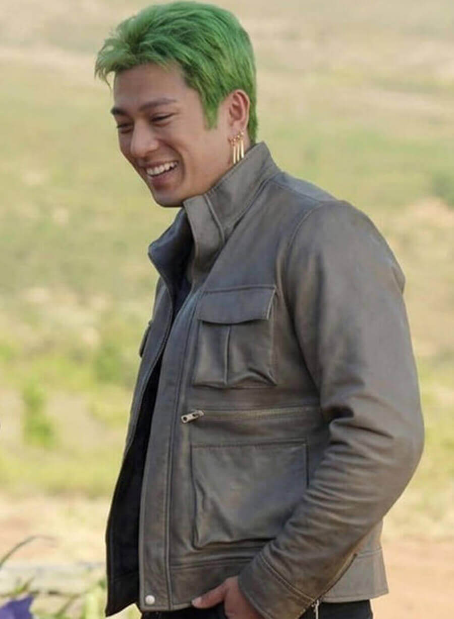 Harpoon Roronoa Zoro Inspired Grey Leather Jacket - One Piece Style