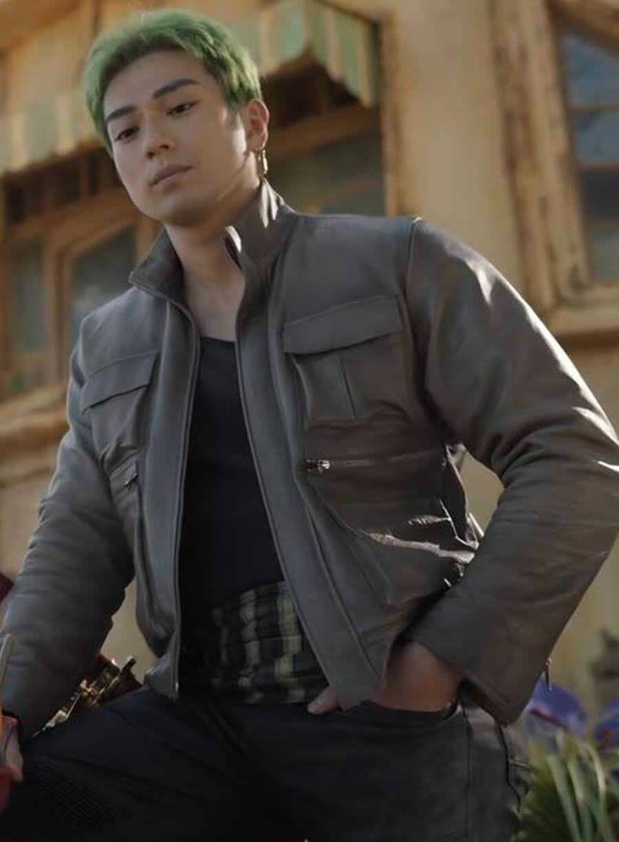 Harpoon Roronoa Zoro Inspired Grey Leather Jacket - One Piece Style