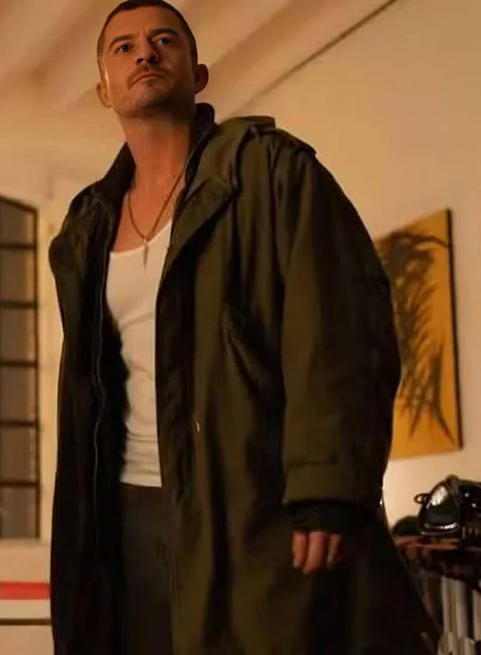 Harpoon Marlon Inspired Green Coat - Orlando Bloom Style