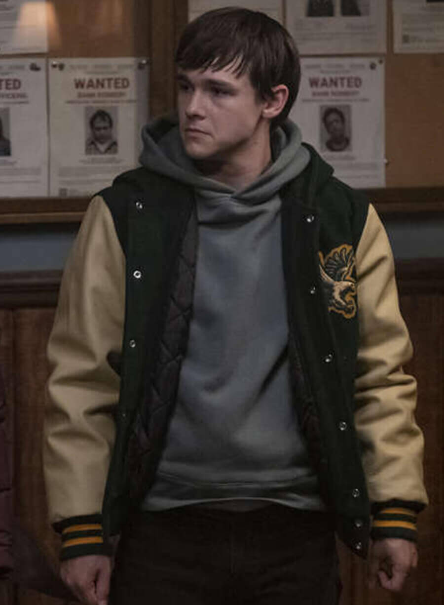 Harpoon Zach Inspired Green Wool With Sleeves Leather Varsity Jacket - Dexter New Blood 2021 Style