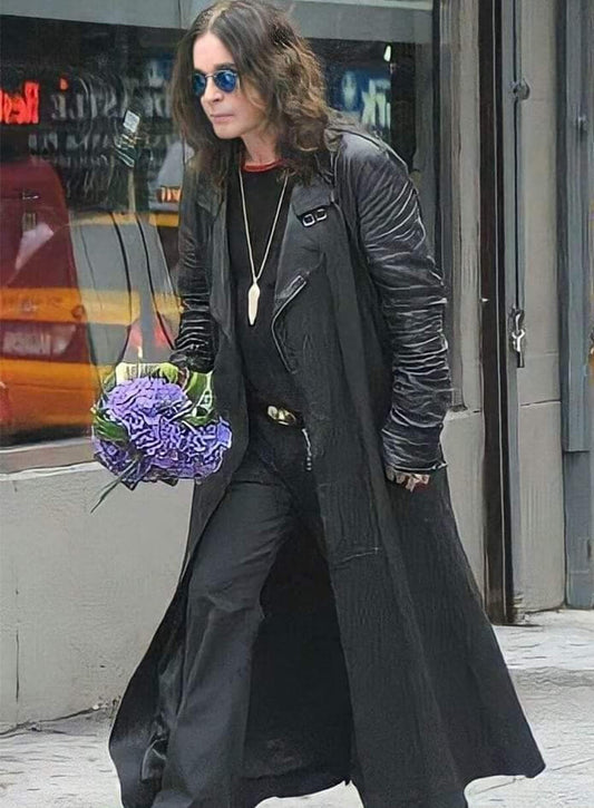 Harpoon Ozzy Osbourne Inspired Black Real Leather Coat