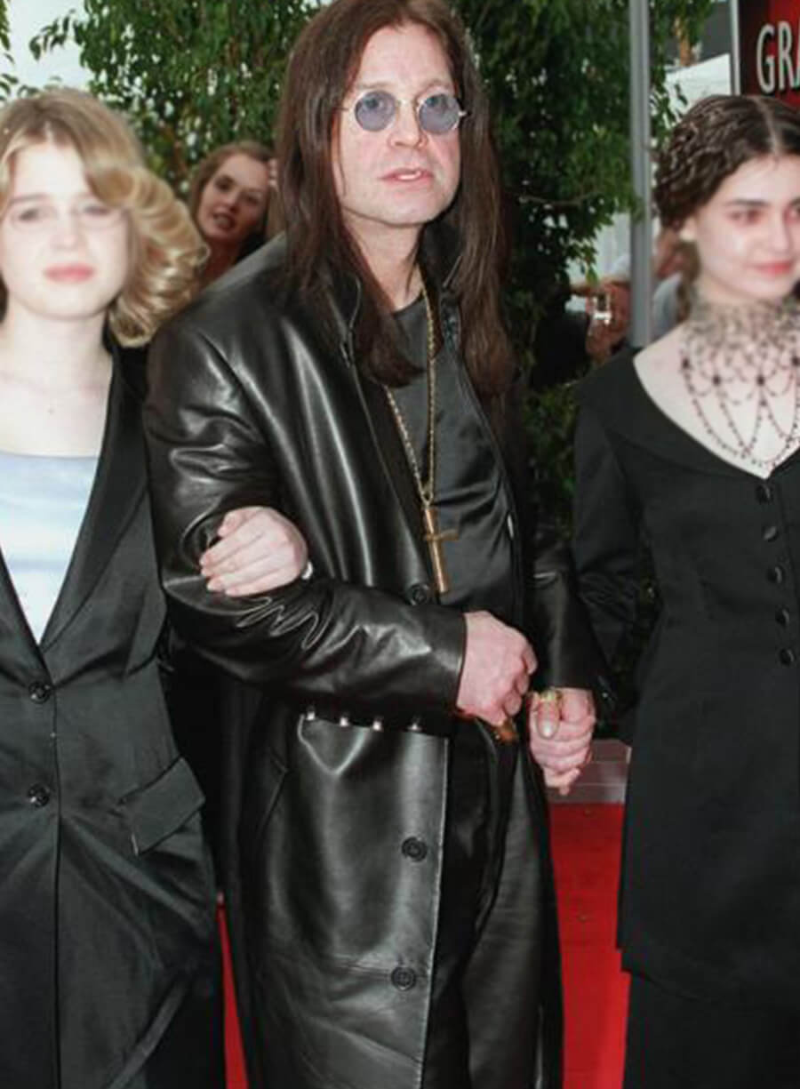 Harpoon Ozzy Osbourne Inspired Black Real Leather Coat - Grammy Awards Style