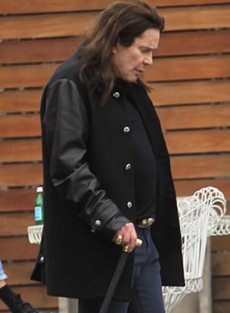Harpoon Ozzy Osbourne Inspired Black Wool with Leather Sleeves Varsity Jacket