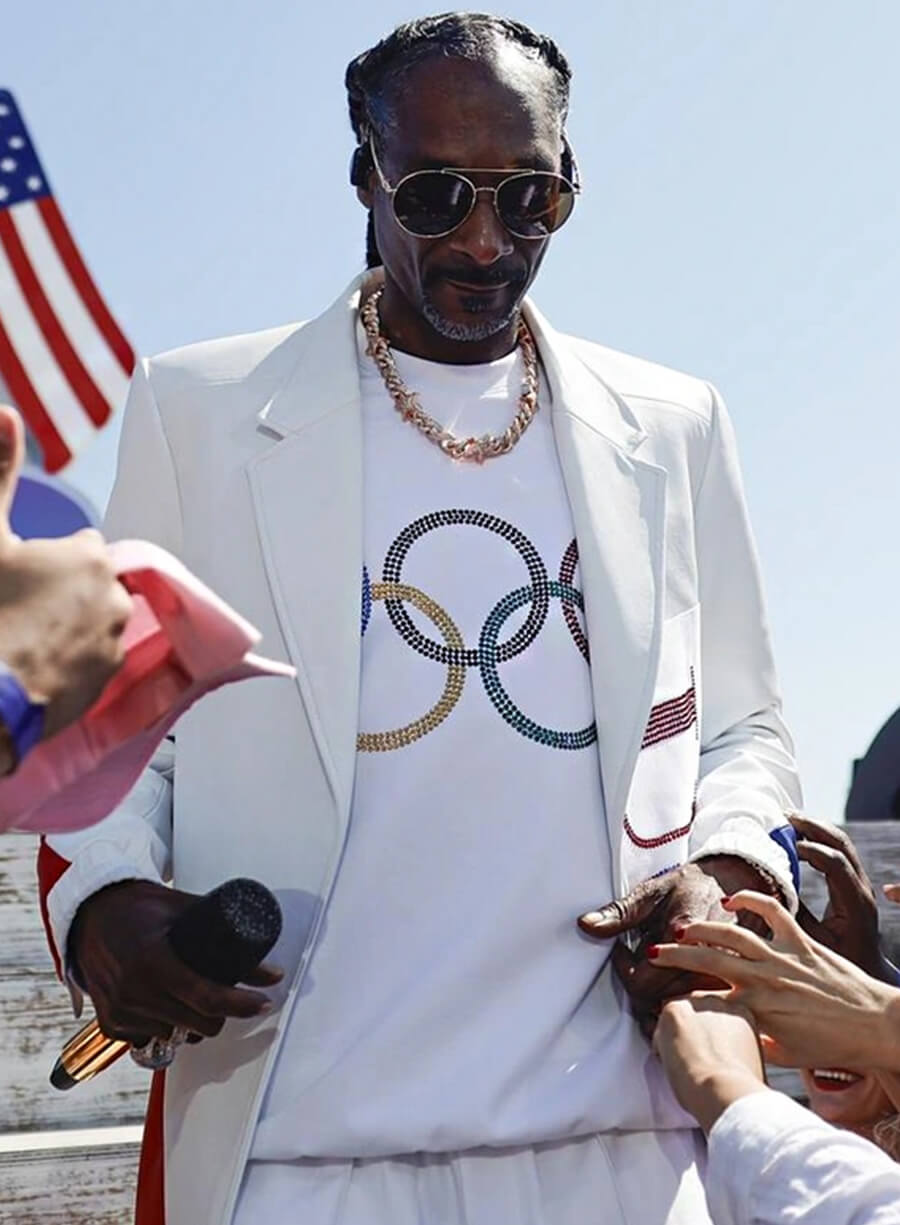 Harpoon Paris Olympics Snoop Dogg Inspired White, Blue, Red Faux Leather Or Real Leather Coat - Kendall Jenner Style
