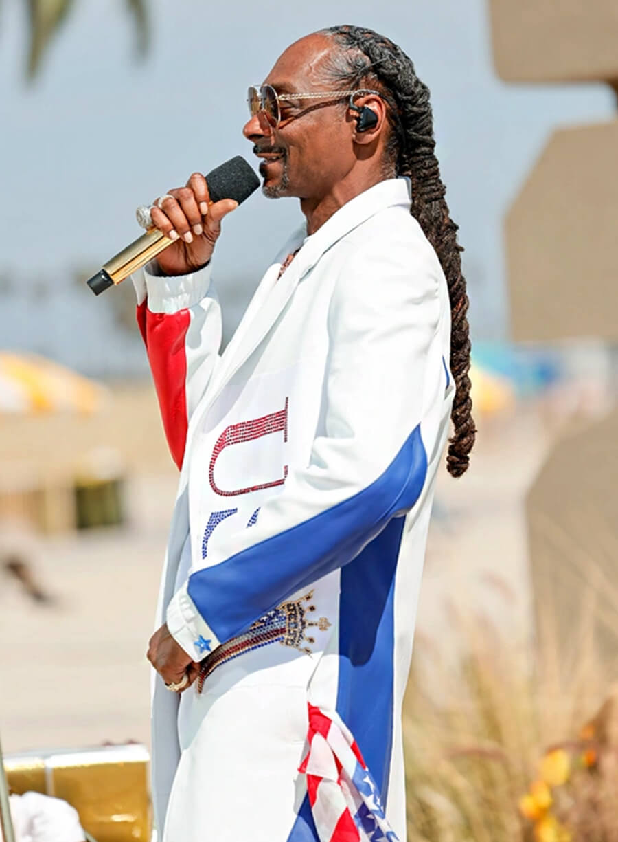 Harpoon Paris Olympics Snoop Dogg Inspired White, Blue, Red Faux Leather Or Real Leather Coat - Kendall Jenner Style