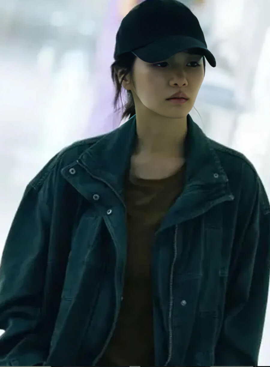 Harpoon Kang No-eul Inspired Grey Leather Jacket - Squid Game S02 Style